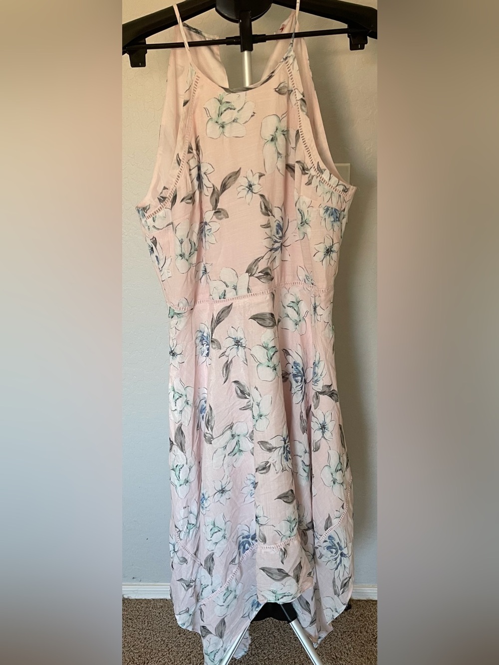 Candie's Light Pink Floral Cold-Shoulder Sundress